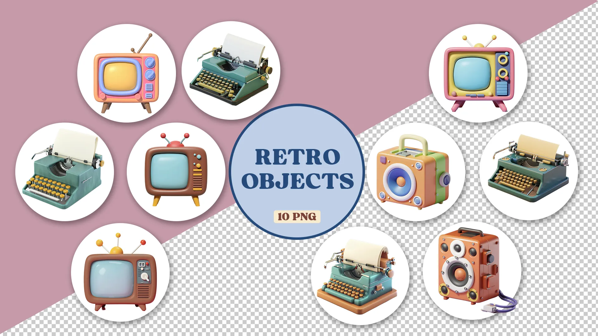 Retro Television 3D Pack for Nostalgic Designs